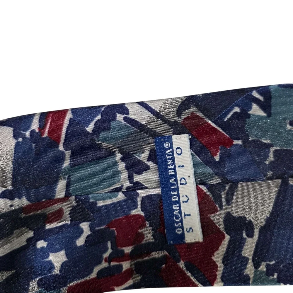 OSCAR DE LA‎ RENTA STUDIO Abstract Pattern Silk Necktie Blue Red Men's Fashion